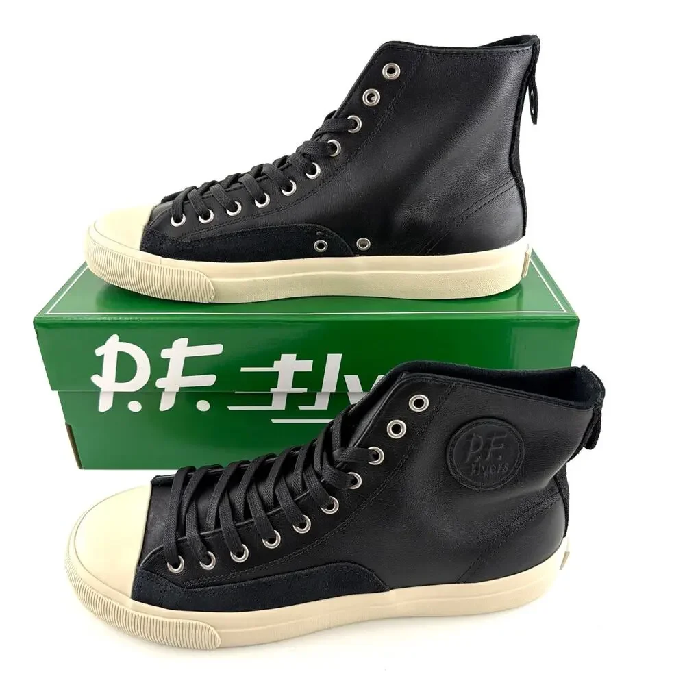 P.F. Flyers Black Sea Salt All-American High-Top Luxe Sneakers Size M 11 W 12.5 - Picture 5 of 12